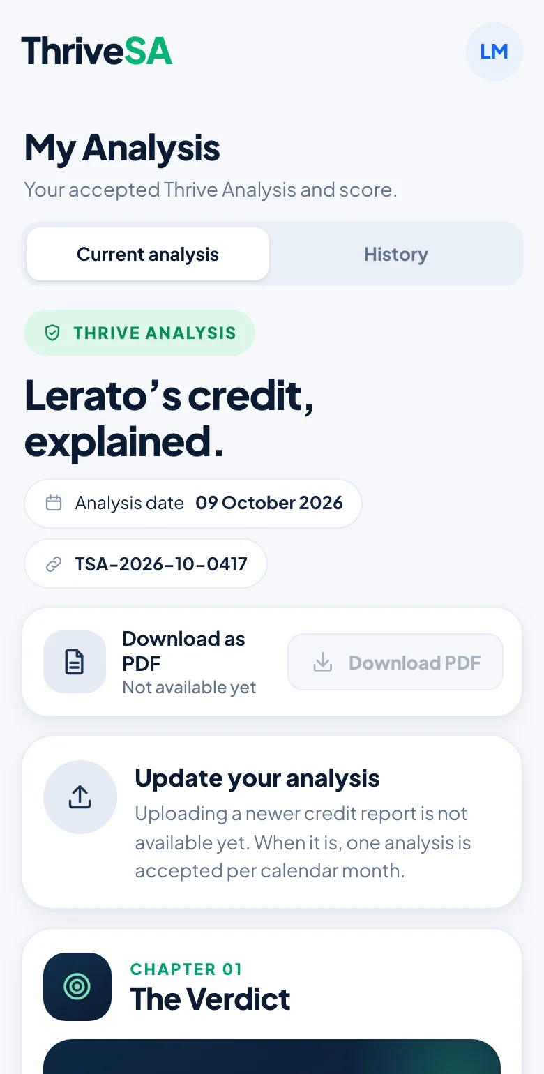 My Analysis on mobile: an example member's Thrive Analysis, The Verdict
